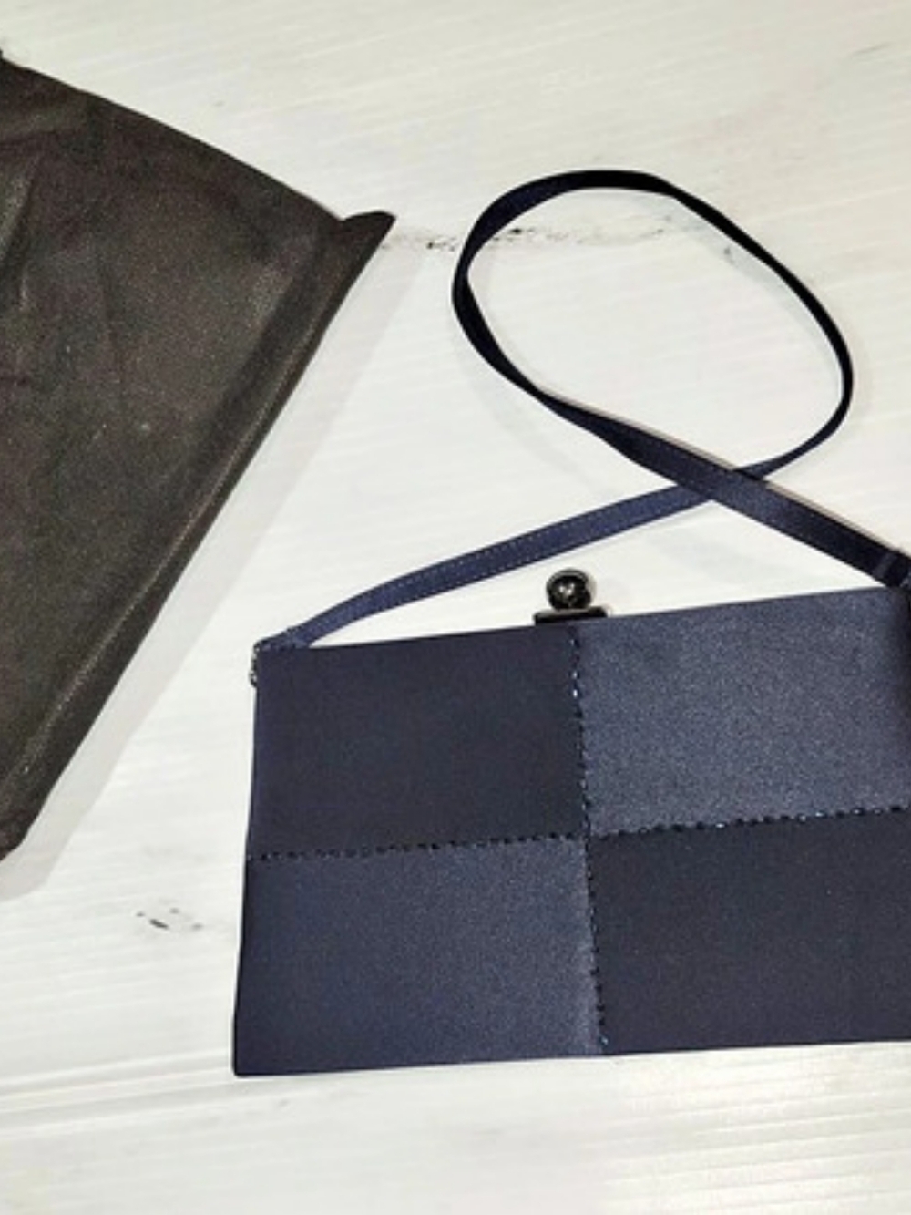 NWT Inge Christopher Navy Satin Beaded Frame Evening Clutch Bag Handbag